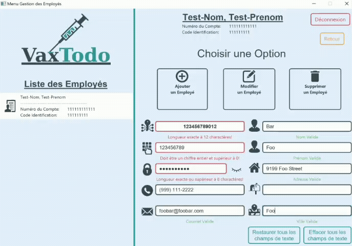 App Example gif: Employee creation and new login